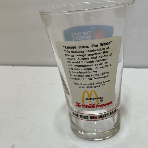 VINTAGE 1982 WORLDS FAIR MCDONALDS/COCA COLA GLASS - Picture 2 of 7